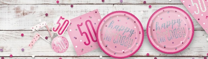 Pink Glitz 50th Birthday Party Supplies | Balloon | Decoration | Pack